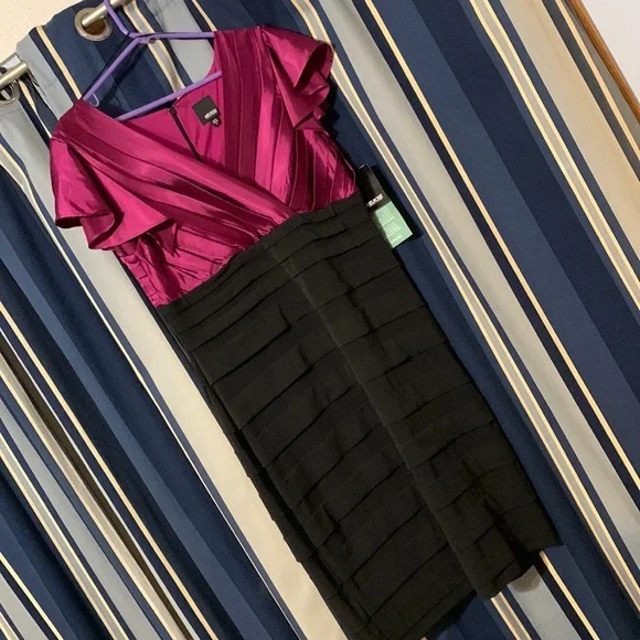 Melrose JCPenney cocktail dress, black and fuschia, super sexy, NWT, size 16 - Picture 1 of 7